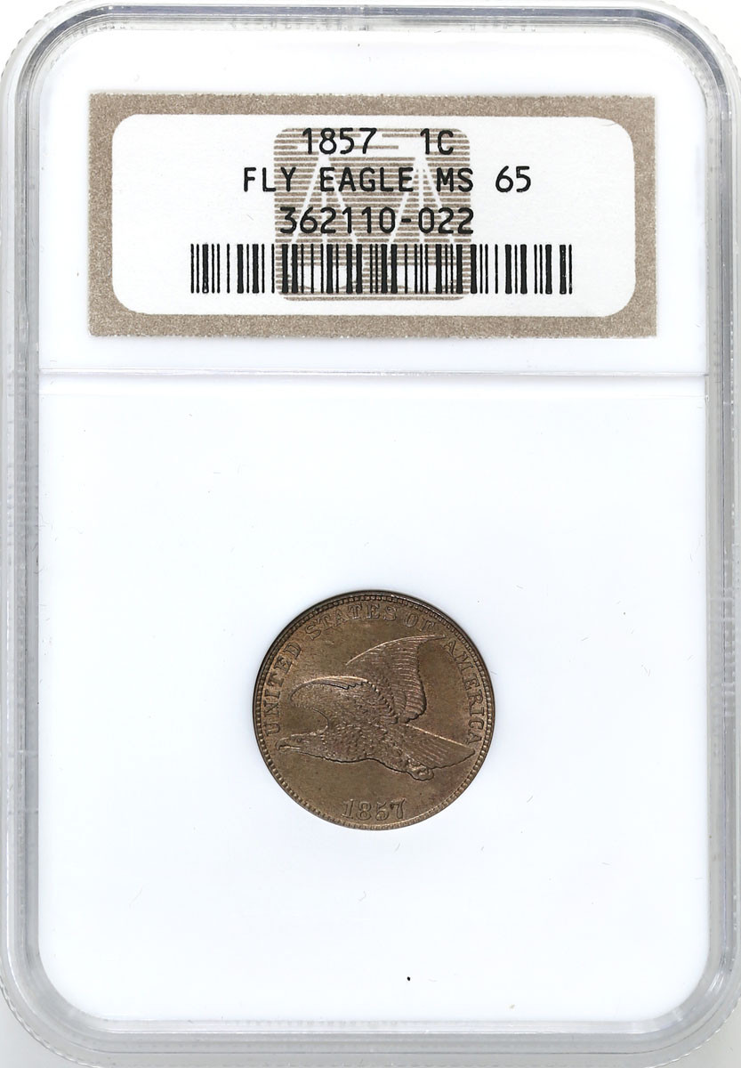USA 1 cent 1857 Flying Eagle NGC MS65 – PIĘKNY